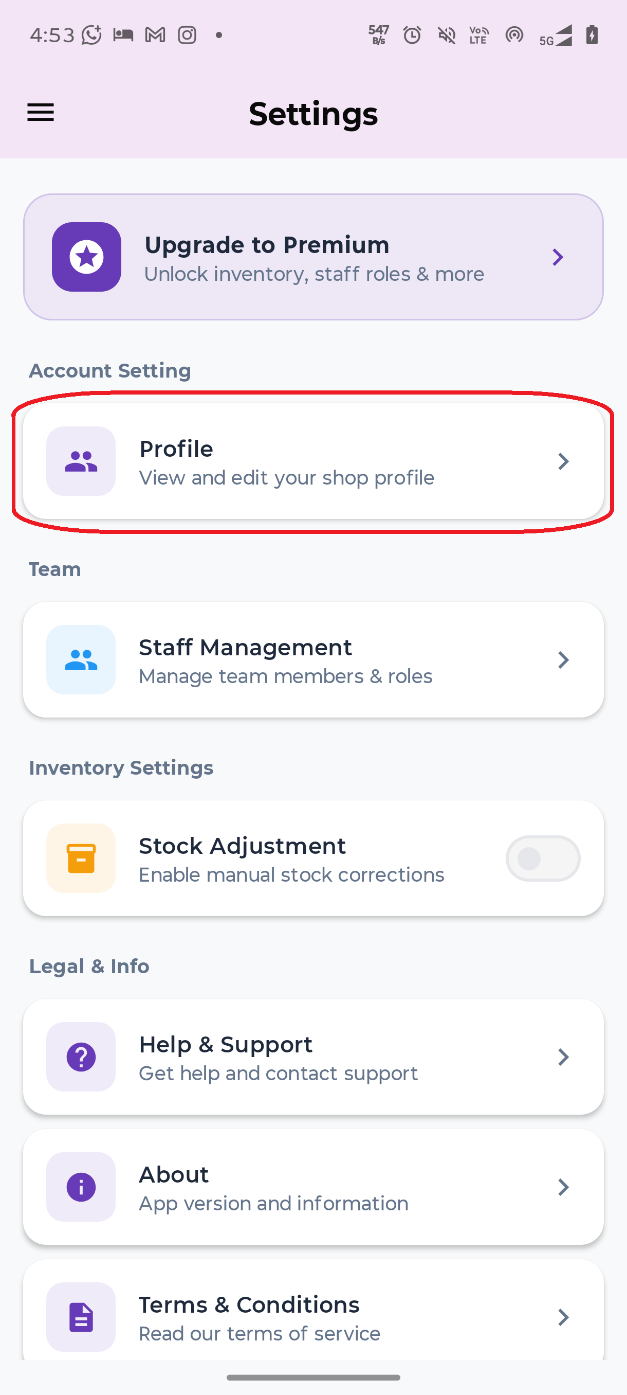 Step 2: Go to Profile