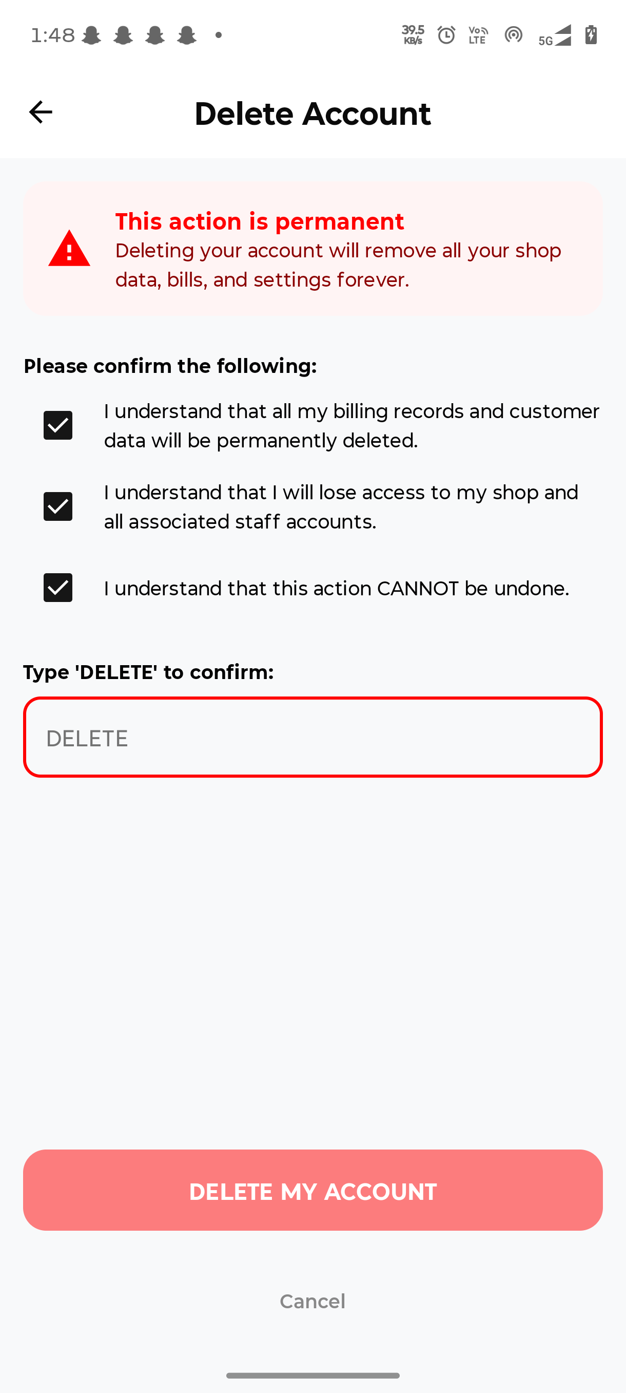 Step 4: Confirm Deletion